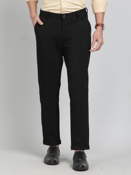 JB Studio - Black Blended Solid Club Wear Trouser