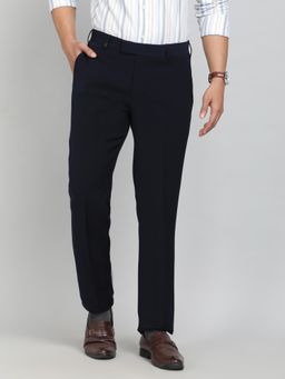 JB Studio - Blue Polyester Solid Formal Trouser