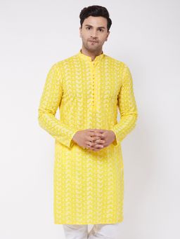 Vastramay - Mens Yellow Pure Cotton Kurta