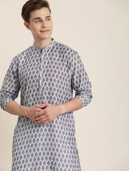 Vastramay - Mens Grey Cotton Blend Kurta