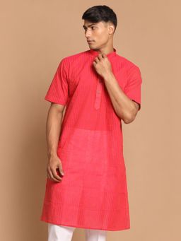 Vastramay - Mens Pink Pure Cotton Kurta