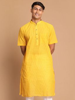 Vastramay - Mens Yellow Pure Cotton Kurta