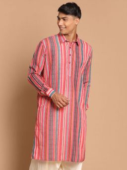 Vastramay - Mens Multi Color Cotton Blend Kurta
