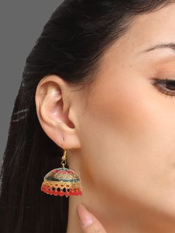 Yellow Chimes - Gold-Plated Meenakari Jhumka Earrings (Pack of 2)