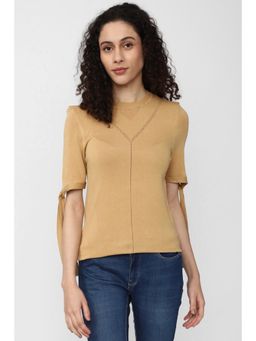 Van Heusen - Women Brown Solid Casual Round Neck Top