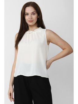 Van Heusen - Women White Solid Casual Round Neck Top
