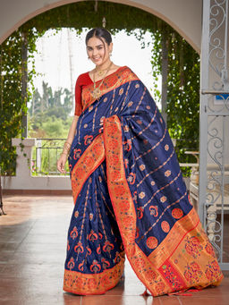 Manohari - Banarasi Woven Saree with Jacquard Work with Blouse Piece with Unstitched