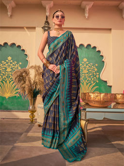 Elora - Pure Sigma Silk Printed Saree (Navy Blue)