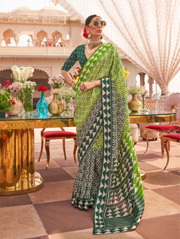 Elora - Pure Sigma Silk Printed Saree (Light Green)