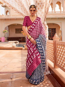Elora - Pure Sigma Silk Printed Saree (Berry Magenta)