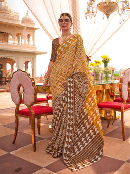 Elora - Pure Sigma Silk Printed Saree (Yellow)
