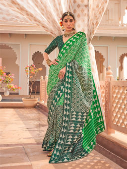 Elora - Pure Sigma Silk Printed Saree (Green)