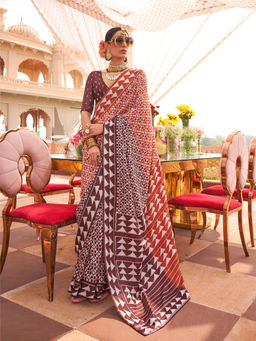 Elora - Pure Sigma Silk Printed Saree (Orange)