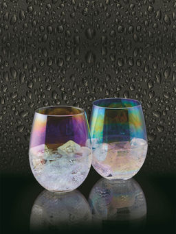 BarCraft - Rainbow-Pearl Iridescent Tumbler Glasses For thinKitchen, Set of 2, 600 ml