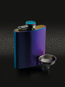 BarCraft - Iridescent Mini Hip Flask with Decanting Funnel For thinKitchen, 100 ml