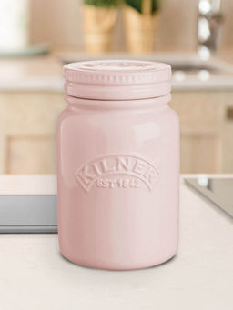 Kilner - Ceramic Push Top Dusky Pink Storage Jar for thinKitchen, 600 ml