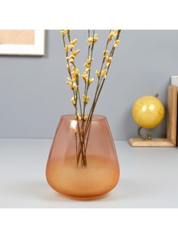 HomeTown - Phiona Glass Textured Handcrafted Vase 21 Cm In Terracotta Colour