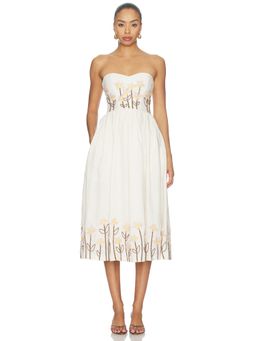 Agua by Agua Bendita - Pruna Women's Floral Embellished Strapless Midi Dress Multi-Color