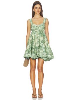 Alemais - Sara Mini Twist Women's Sleeveless Flared Mini Dress Green