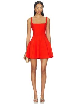 Amanda Uprichard - Ponte Women's Sleeveless Square Neck Mini Dress Red