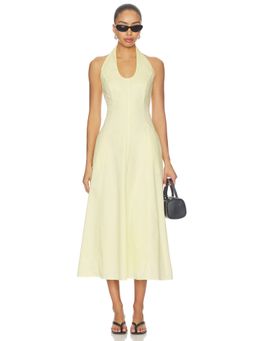 Anna Quan - Bernie Women's Halter Neck Poplin Midi Dress Yellow