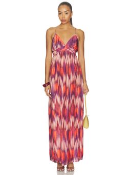 ba&sh - Satin Women's Tie-Up Strap Pleated Maxi Dress Orange