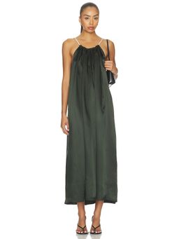 Bondi Born - Como Tie-neck Women's Satin Tie-Up Neck Maxi Dress Green