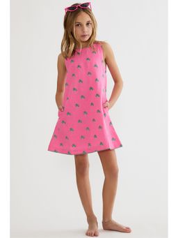 BEACH RIOT - Little Caprina Women's Sleeveless Palm Print A-Line Mini Dress Pink