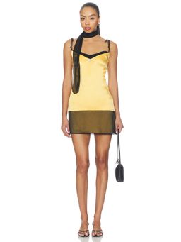 BUCI - Chinchilla Women's Satin Tie-Strap Mini Dress Honey & Black