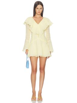 Curaae by Elliatt - Maribelle Women's Ruffled V-Neck Bell Sleeve Mini Dress Yellow
