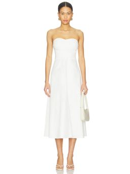 Elodie the Label - Anouk Women's Strapless Sweetheart Neck Midi A-Line Dress White