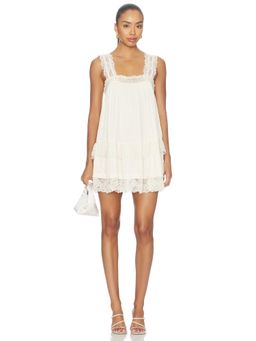 Free People - Intimately FP Women's Lace Trim Square Neck Mini Dress Cream