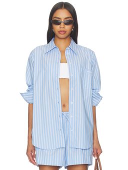 Hunza G - Essential Women's Striped Button-Down Shirt Cornflower