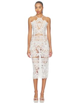 KETTEL ATELIER - Anna Lace Women's Halter Neck Midi Dress White