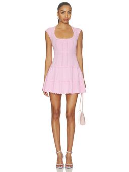 LoveShackFancy - Laighton Women's Pinhole Textured Flared Mini Dress Pink