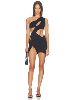 Mother of All - Swan Women's One Shoulder Cut-Out Bodycon Mini Dress Black
