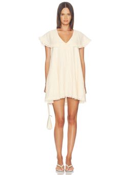 Stone Cold Fox - x REVOLVE Women's Linen Lace Trim V-Neck Mini Dress Cream