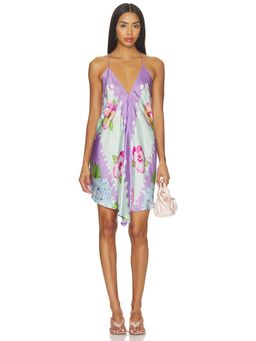 Verandah - Handkerchief Women's Floral Halter Neck Mini Dress Lavender