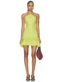 Yellow The Label - Banyan Women's Textured Halter Mini Dress Chartreuse
