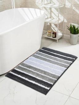 OBSESSIONS - Polyester Anti-Skid Stripes Bath Mat - Grey