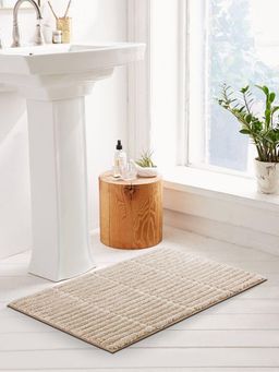 OBSESSIONS - Polyester Anti-Skid Stripes Bath Mat - Beige