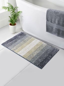 OBSESSIONS - Polyester Anti-Skid Stripes Bath Mat - Grey