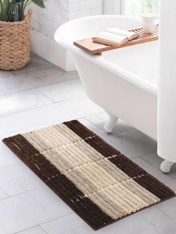 OBSESSIONS - Polyester Anti-Skid Stripes Bath Mat - Brown
