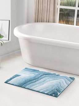 OBSESSIONS - Polyester Anti-Skid Abstract Bath Mat - Blue
