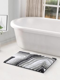 OBSESSIONS - Polyester Anti-Skid Abstract Bath Mat - Grey