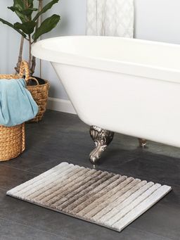 OBSESSIONS - Polyester Anti-Skid Stripes Bath Mat - Beige