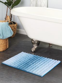 OBSESSIONS - Polyester Anti-Skid Stripes Bath Mat - Blue