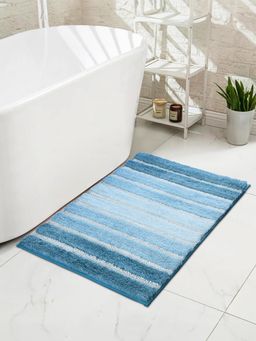 OBSESSIONS - Polyester Anti-Skid Stripes Bath Mat - Blue