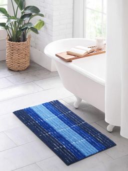OBSESSIONS - Polyester Anti-Skid Stripes Bath Mat - Blue