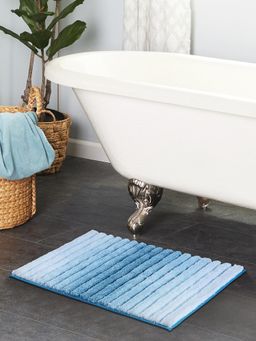OBSESSIONS - Polyester Anti-Skid Stripes Bath Mat - Blue